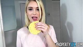 PropertySex - Hot undersized blonde teen fucks her roommate