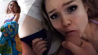 Stepbrother Facefucks Babe, Hard Doggy Fucks her, Cum in the first place Irritant