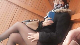 This student is waiting for her bus, I draw forth my cock
