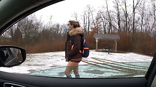 Teen schoolgirl sucks and fucks older stranger be advisable for ride